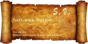Safranek Valter névjegykártya